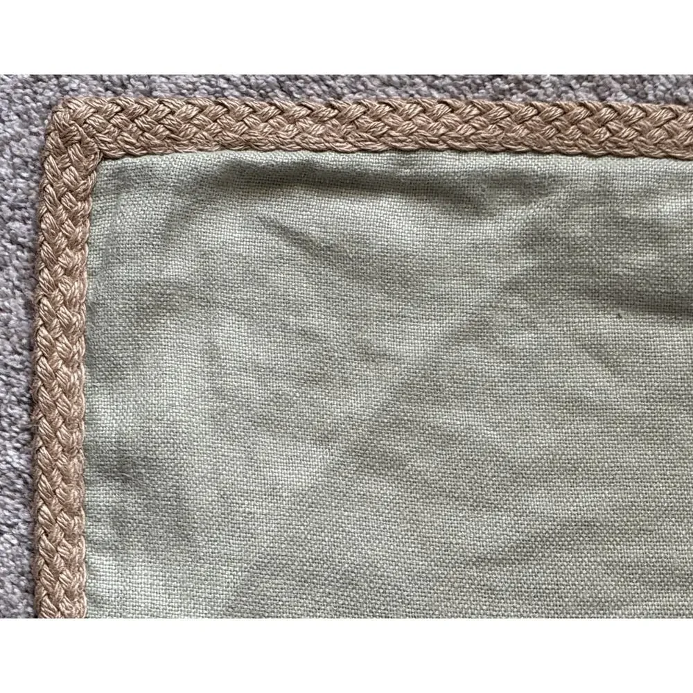 Pottery Barn Jute Braid Trim Linen Pillow Cover Sham Sage Green Square 20x20